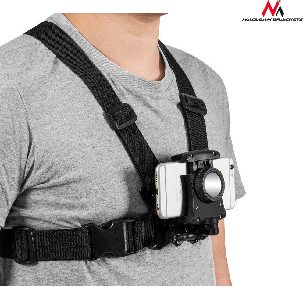 Športni trak za telefon, kamero in GoPro Maclean MC-773, črn