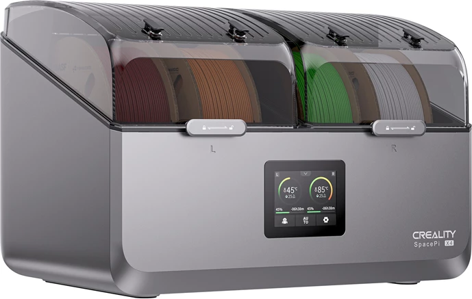Sušilnik filamenta za 3D tiskalnik, 4 komore, regulacija temperature — Creality SpacePi X4, siv
