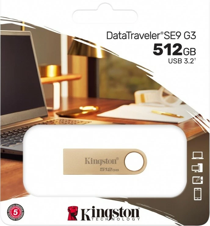 USB ključ 512GB, Kingston DataTraveler SE9 G3, zlata