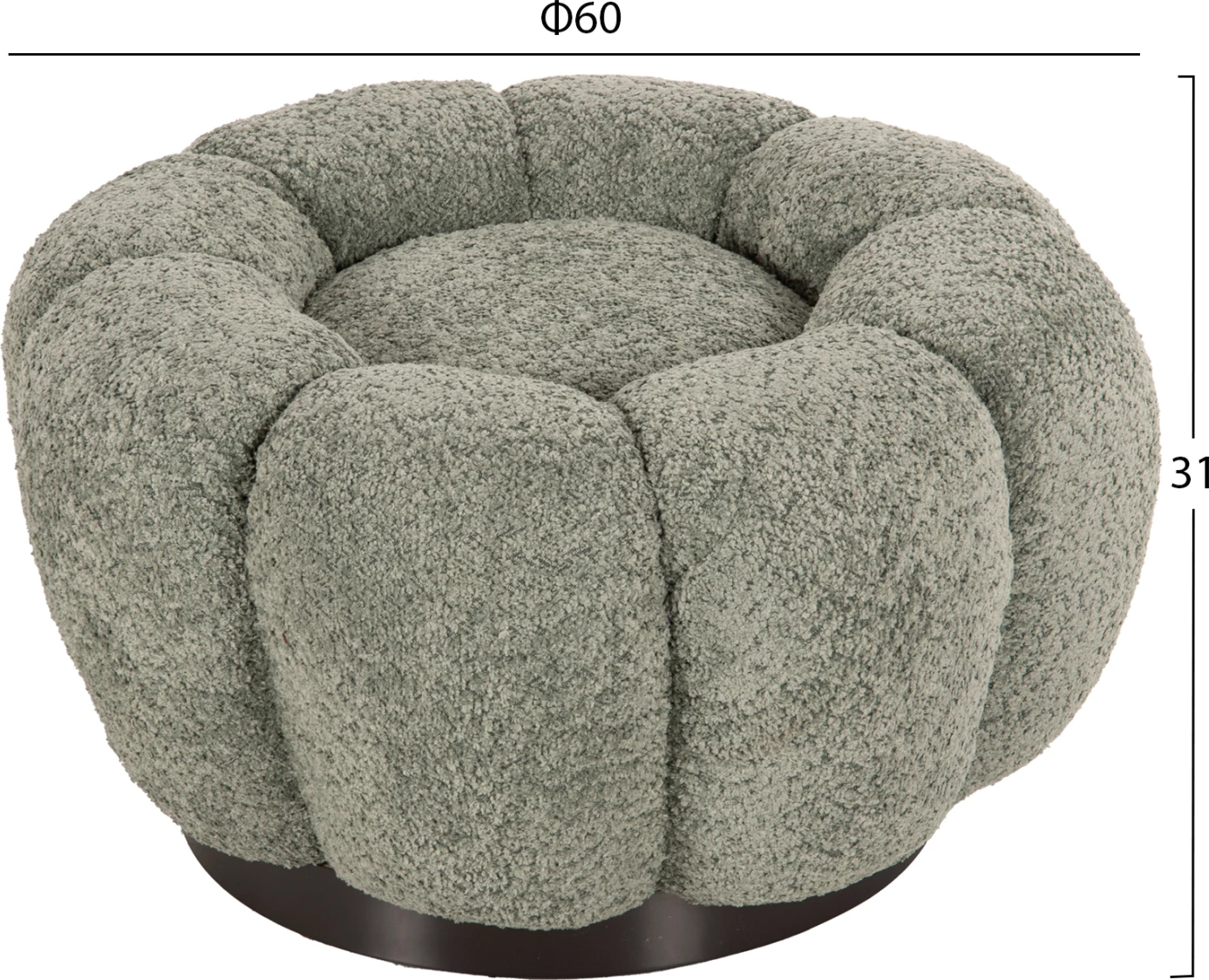 Okrogli stol KRIPP FH9602.05 pistacija zelena boucle-črna kovinska osnova Φ60x31Hcm