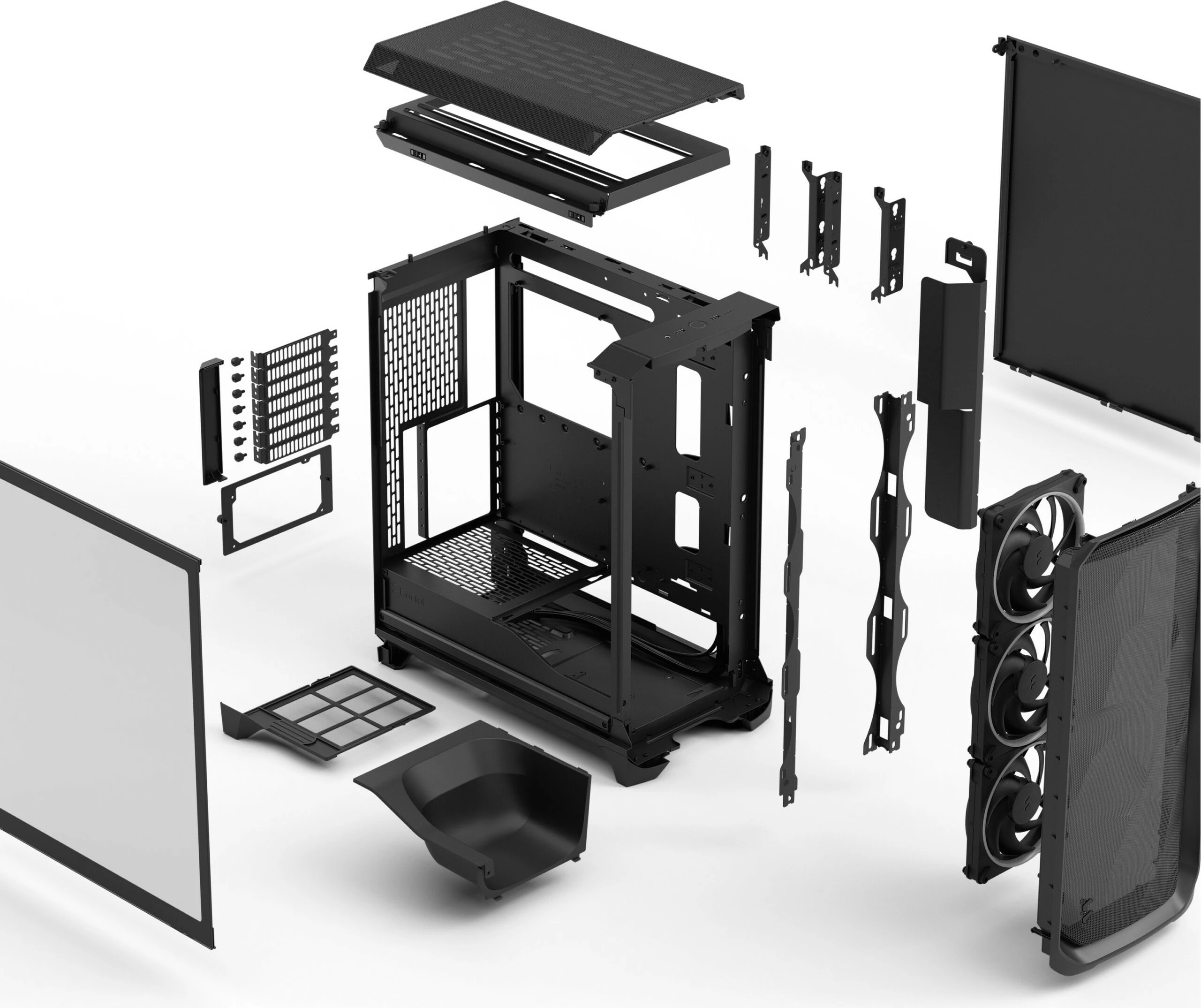 Računalniško ohišje Fractal Design Meshify 3, RGB, kaljeno steklo, črno