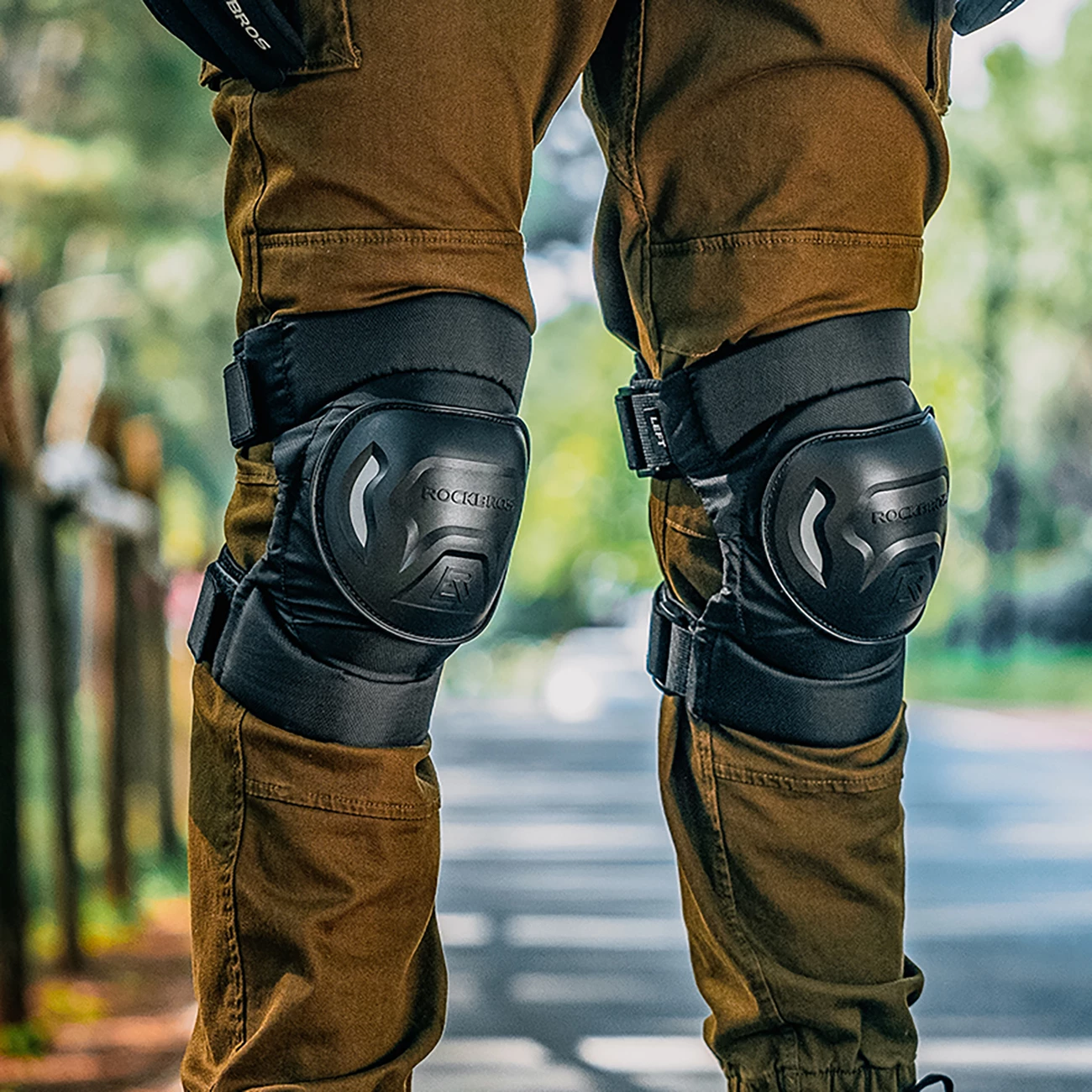 Koljenski ščitniki Rockbros 19230003001, najlon/plastika, črni, komplet