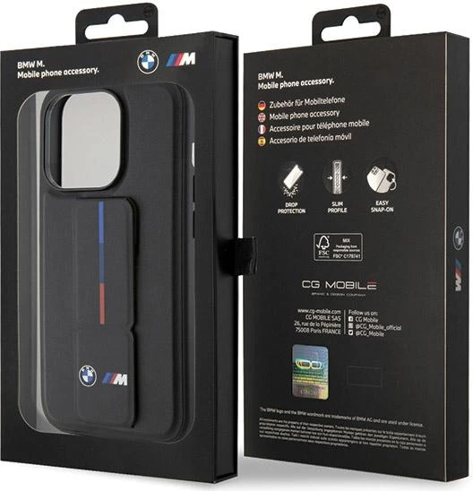 Ovitek Grip Hot Stamp BMW za iPhone 15 Pro, črn