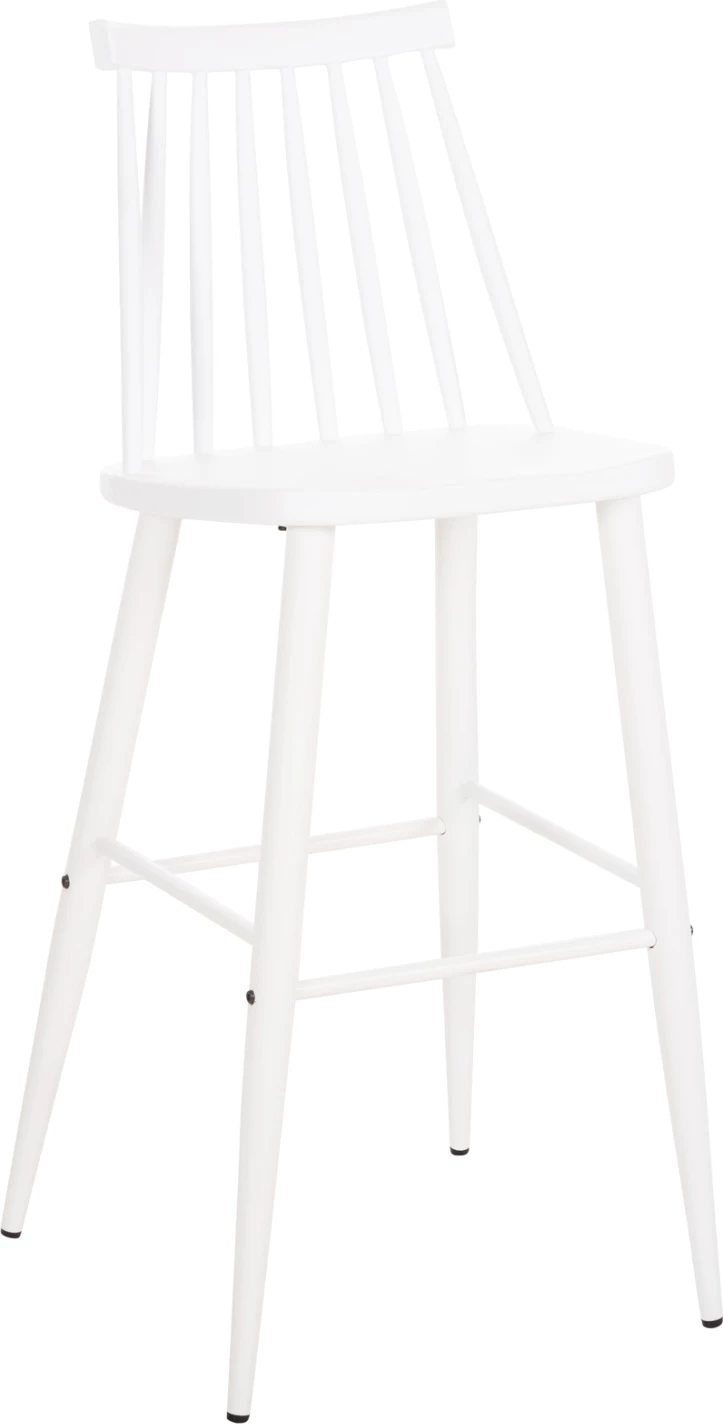 Barski stol z visokim sedežem VANESSA FH8459.11 bel PP & bele kovinske noge 47x48,5x107Hcm, set 2 kosov