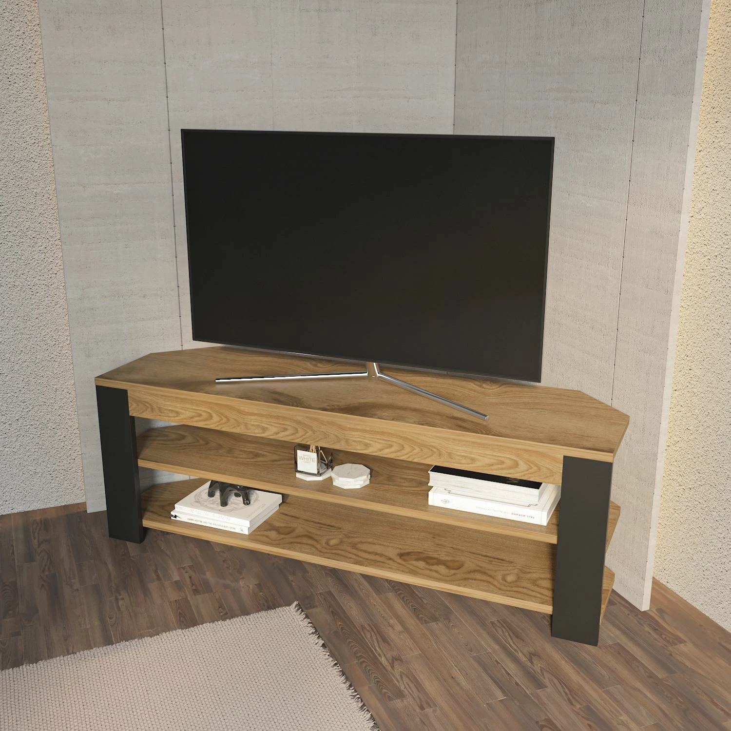 TV komoda Skye Decor, star hrast in antracit