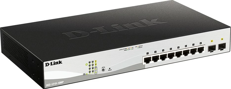Upravljan preklopnik D-Link DGS-1210-10MP, L2, Gigabit Ethernet, PoE, črn