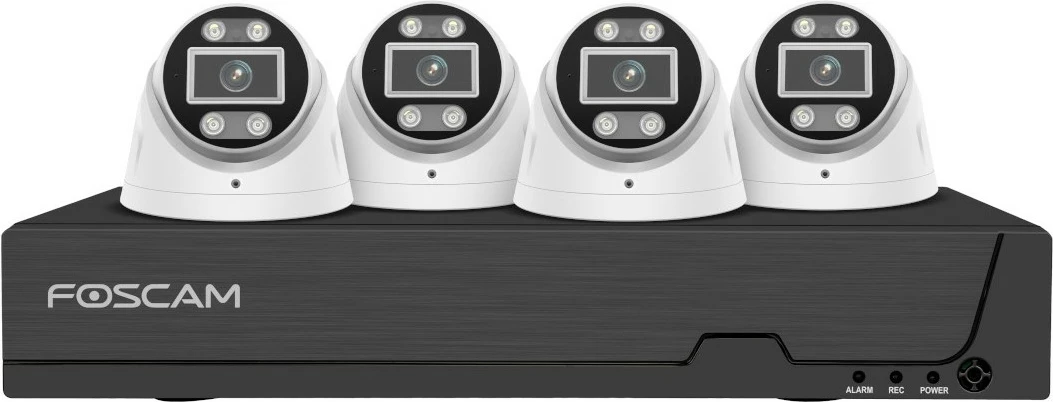 Set varnostnih kamer z 4 kamerami in snemalnikom, 2TB, bel - Foscam FN9108E-T4-2T