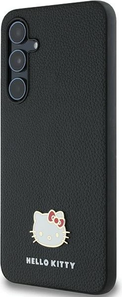 Ovitek z metalnim logotipom Hello Kitty Kitty Head za Samsung Galaxy A55, črn