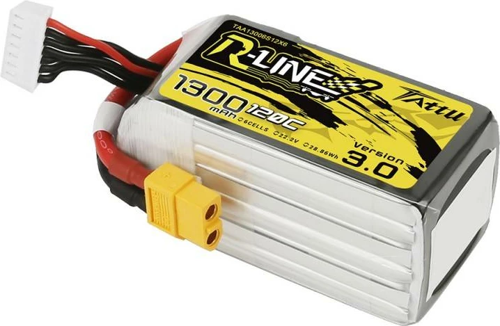 LiPo baterija 1300 mAh, 22,2 V, 120C, 6S1P, XT60 Tattu R-Line Version 3.0