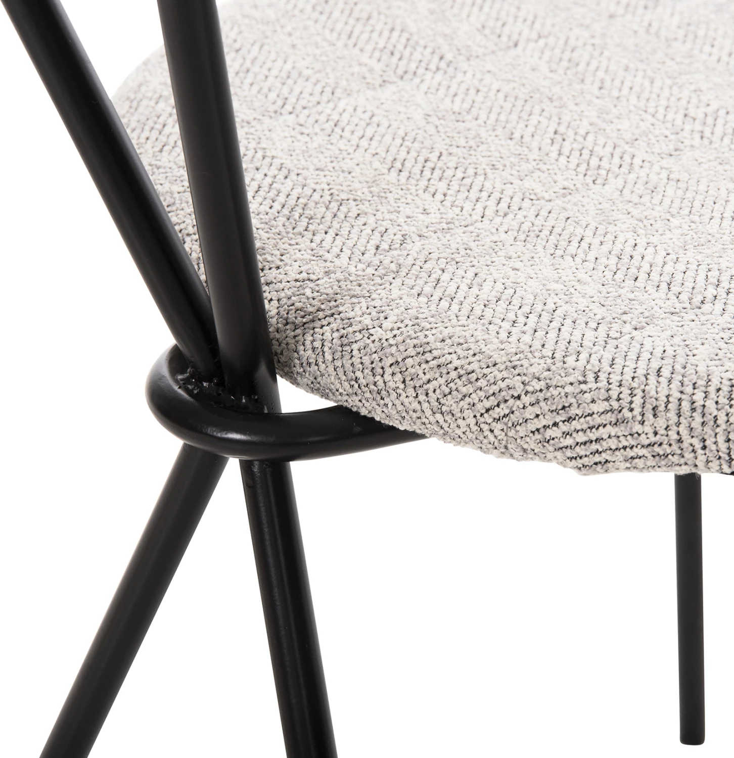 Jedilni stol DORY FH9855.03 kovinski okvir v črni barvi-tkanina v svetlo sivi 48,5x61x76Hcm, set 4 kosov