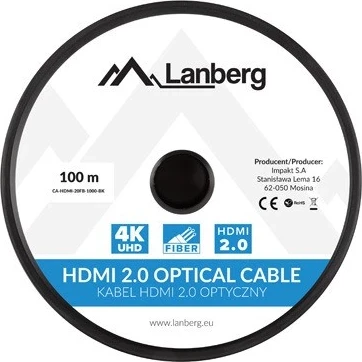 HDMI kabel LANBERG v2.0, 100 m, črn
