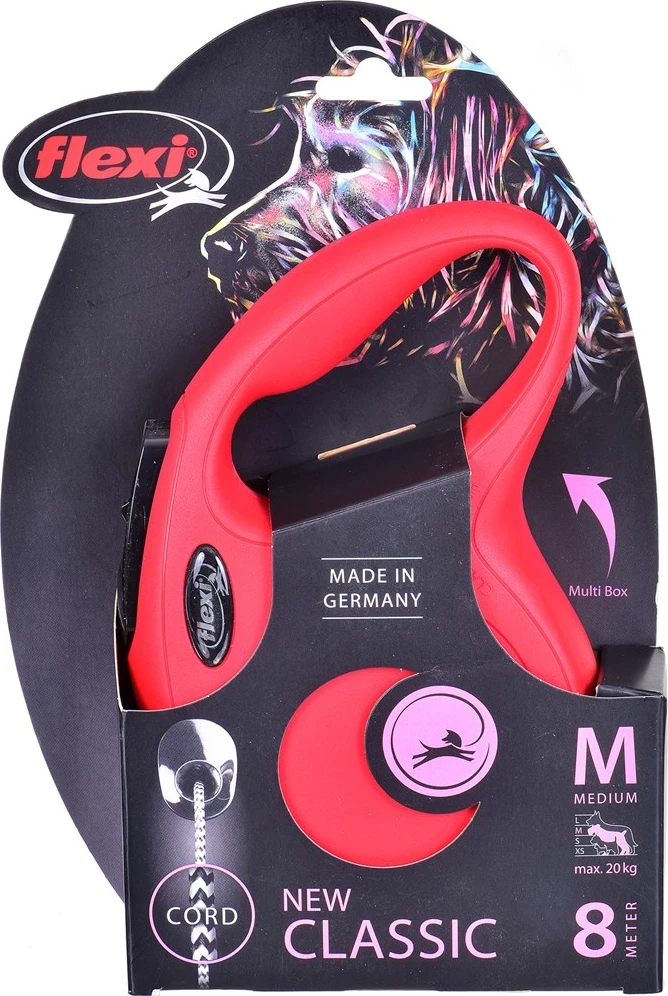 Vzmetna povodec Flexi New Classic M 8 m, rdeč