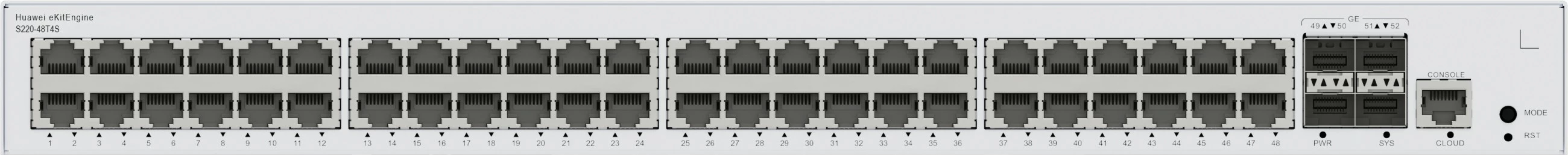 Managed L2 gigabitni switch za montažo v rack 1U, HUAWEI eKit S220-48T4S