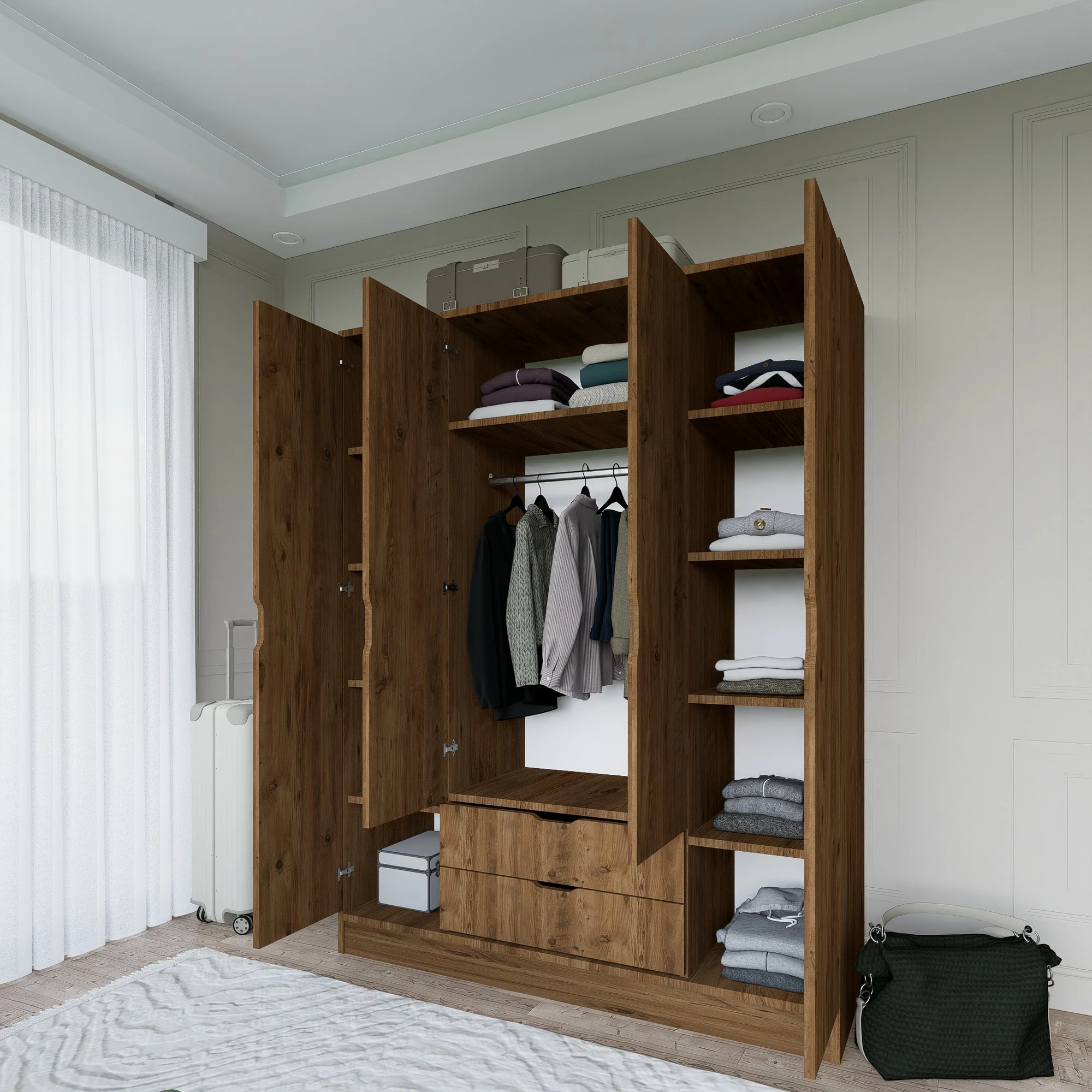 Garderobna omara 1600-140, oreh, Hanah Home