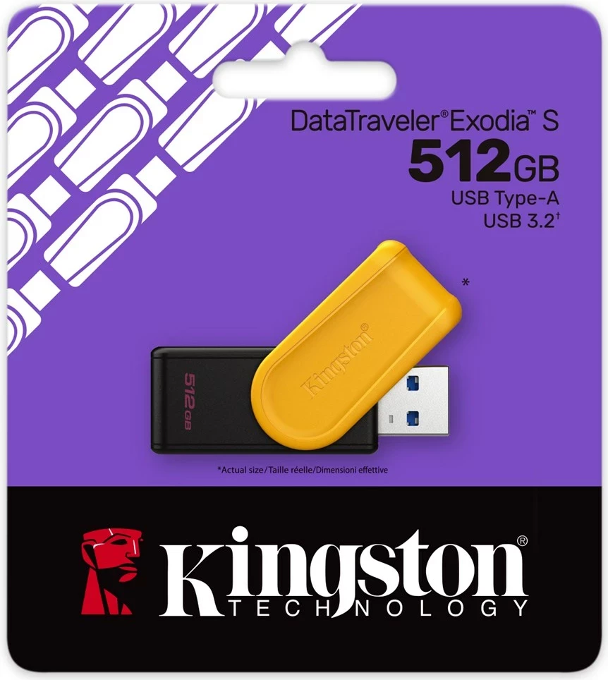 Prenosna USB-pomnilnik 512 GB, Kingston DataTraveler Exodia S, USB 3.2, črno/rumena