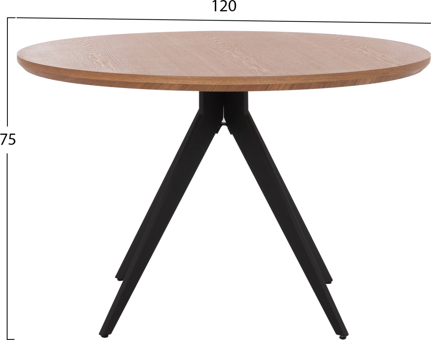 Okrogla jedilna miza iz MDF plošče z furnirjem iz hrastovega lesa v rustikalnem slogu Φ120x75H FH9307.01