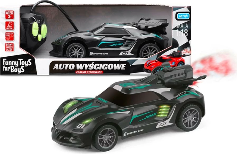 Dirkalni avtomobil na daljinsko upravljanje Artyk TFB, 1:18, črn
