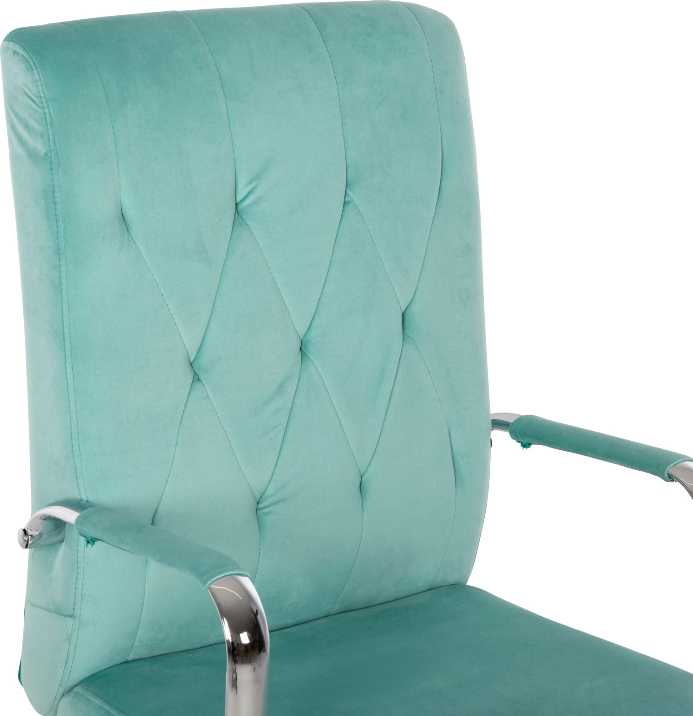 Pisarniški stol JOSEF FH1181.08 iz žametne tkanine v mint barvi z inox podnožjem 58x61x105-113H cm