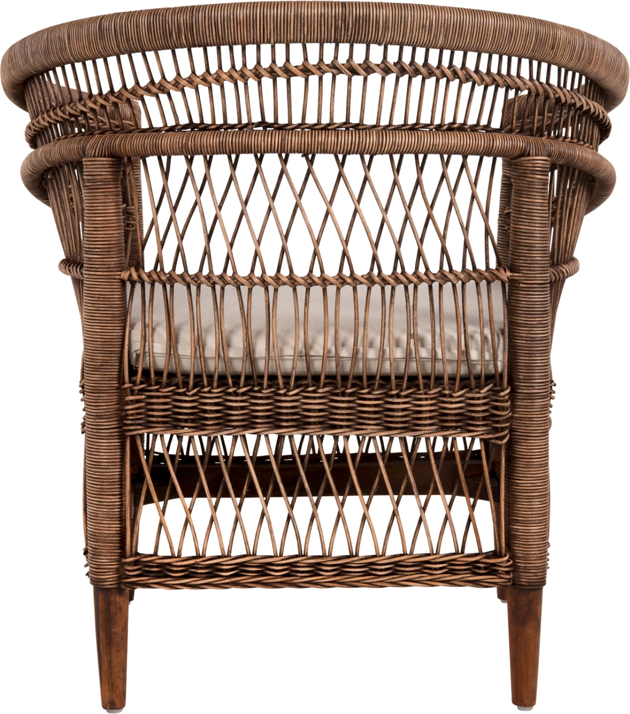 Fotelj MALAWI FH9635.01 iz mahagonija z ratanom v rjavo-beli blazini 80x70x86Hcm