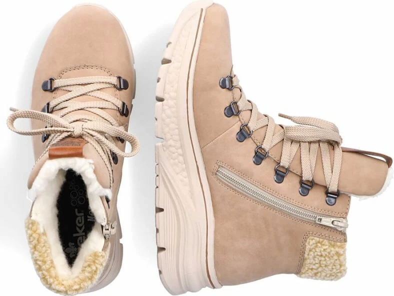 Izolirane in vodoodporne ženske škornje Rieker, kremne