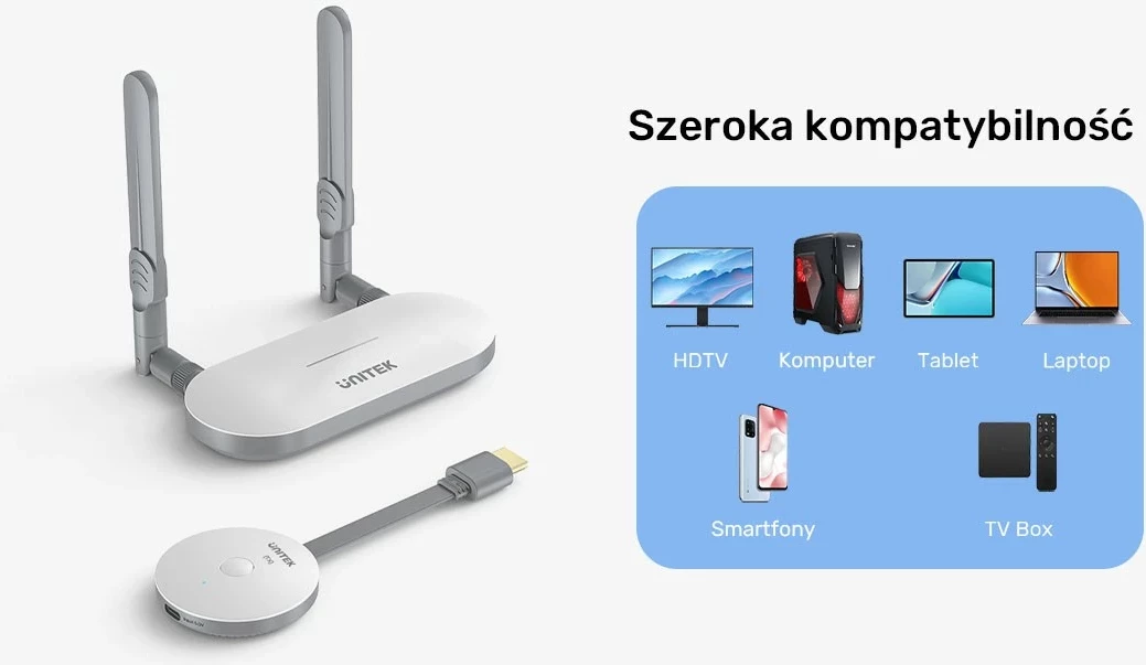 Brezžični HDMI predajnik Unitek, 4K, bel