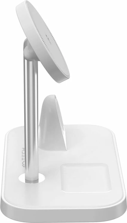 Indukcijski 3-v-1 polnilec z MagSafe za pametni telefon, Apple Watch in AirPods, Tech-Protect QI15W-A22, bel