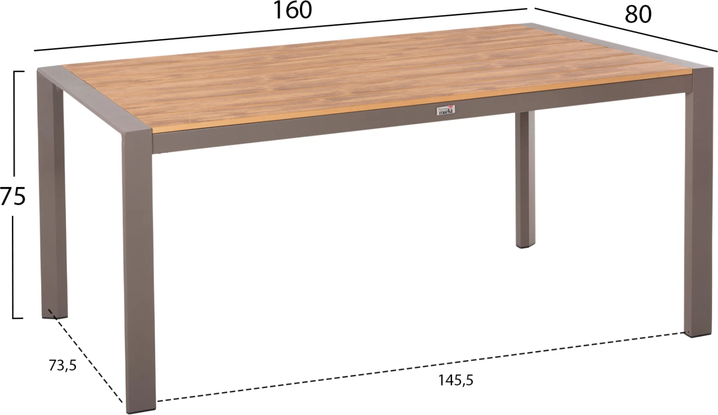 Zunanji jedilni miza GOYA FH6059.04 aluminij v barvi šampanjca in polilesena miza 160x80x75H cm