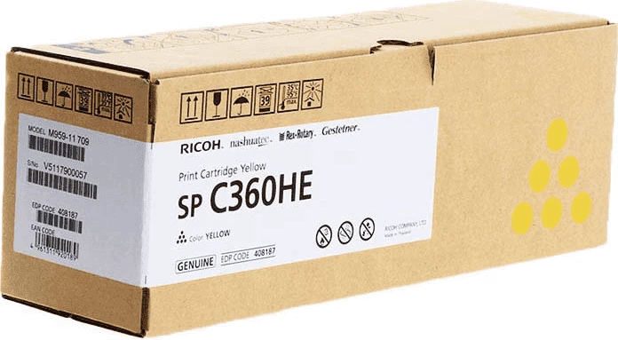 Toner kartuša Ricoh Type C360 408187, standardna zmogljivost, 5000 strani, rumena