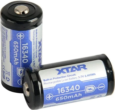 Polnilna Li-Ion baterija XTAR 16340-650, 650 mAh, 3,7 V, z zaščito