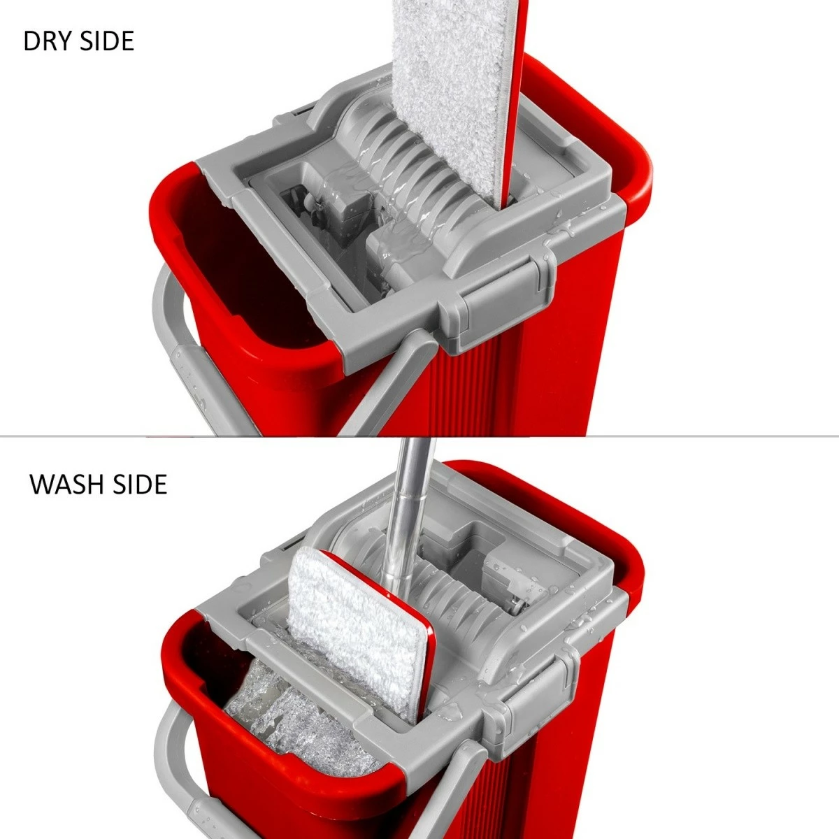 Mop raven GreenBlue MaxiClean GB850 z vedrom in ožemalnikom, rdeč