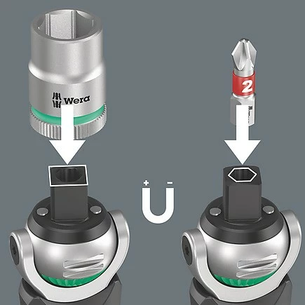 Kompleti ključev Wera 05004284001, 1/4", metričen, 12 kosov, glave 6–17 mm, TX10–TX25, črno/zelena