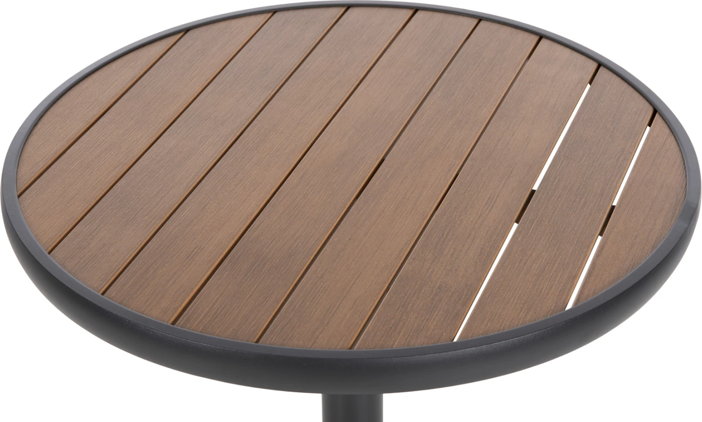 Aluminijasta okrogla miza ALEXA FH6086.01 antracitna-polivud vrh v naravni barvi Φ60x73Hcm