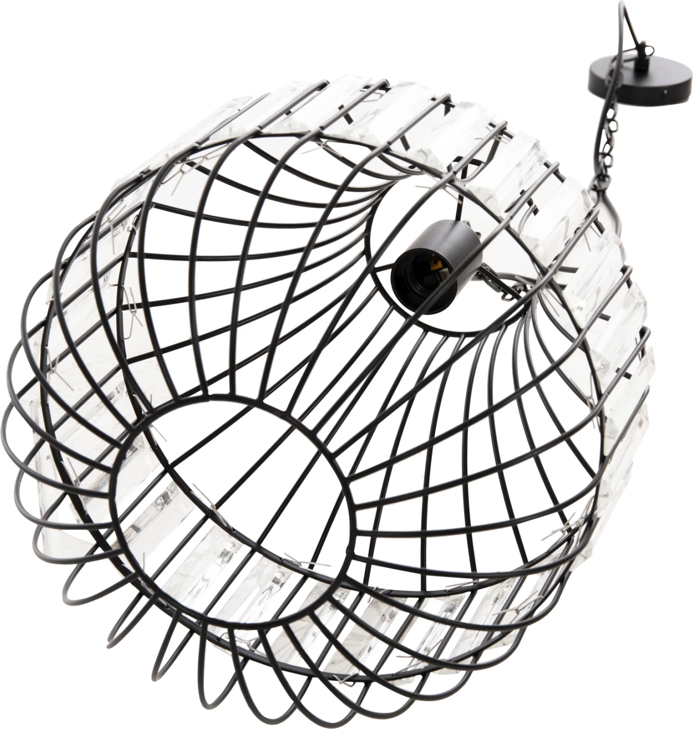 Stropna viseča svetilka FH4093 črna kovina in steklo Φ29x38-137Hcm