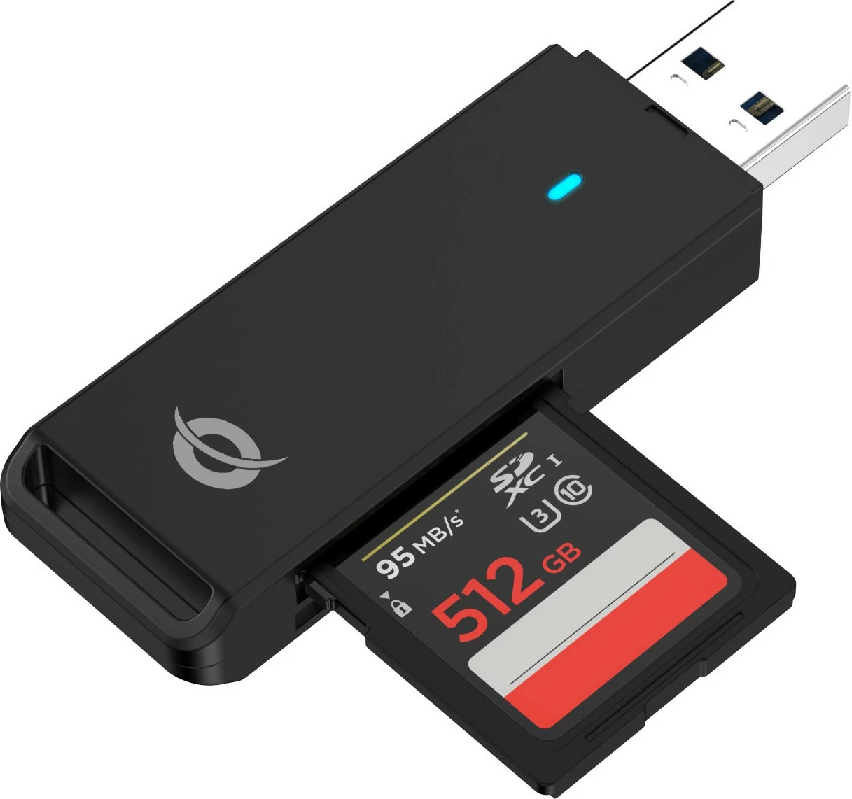 Čitalec kartic USB-A 3.2, Micro SD/SD, Conceptronic, črn