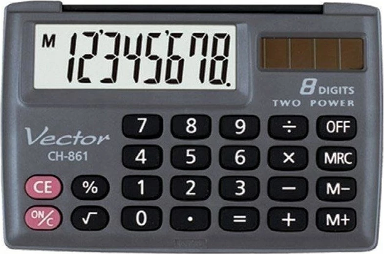 Žepni kalkulator, Vector KAV CH-861, 8 mest, črn
