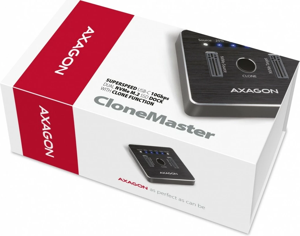 Dokacijska postaja za 2x NVMe M.2 SSD, USB-C 3.2 Gen 2, črna, AXAGON ADSA-M2C