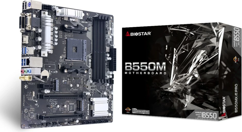 Matična plošča Biostar B550MX/E PRO, AMD, vtičnica AM4, DDR4, 128 GB, micro ATX