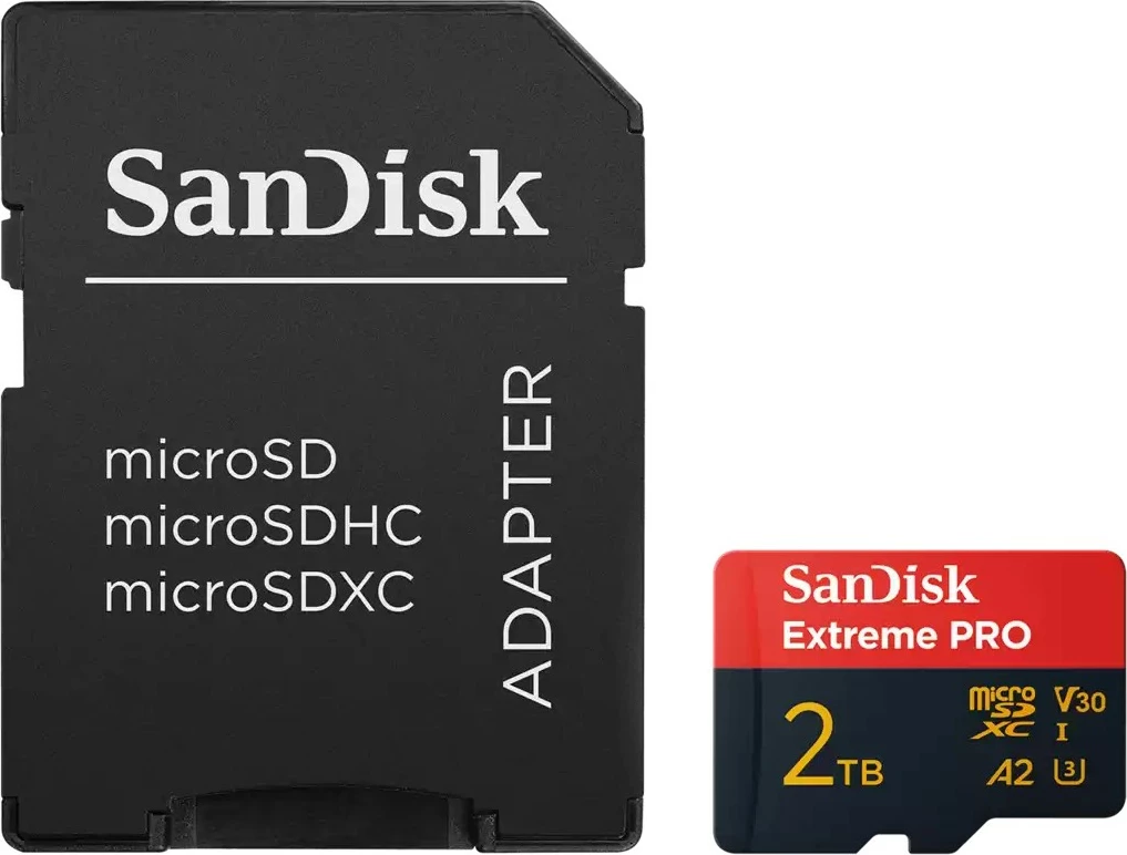 MicroSDXC kartica Sandisk Extreme PRO, 2 TB, Class 10, UHS-I, črno-rdeča
