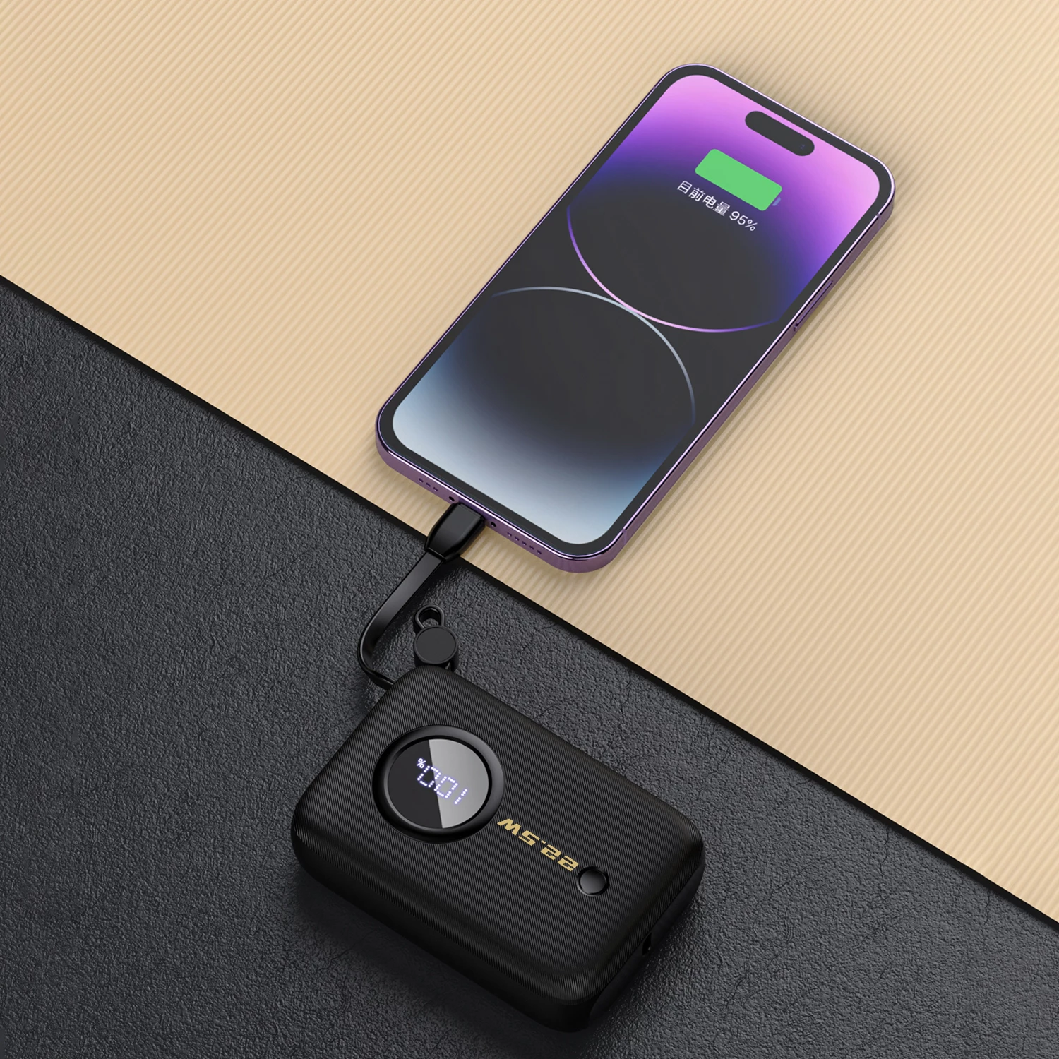 Zunanji akumulator 10.000 mAh Dudao K14, z zaslonom, USB-C/Lightning, črn
