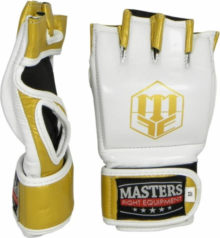 Rokavice za MMA, bele z zlatimi — Masters