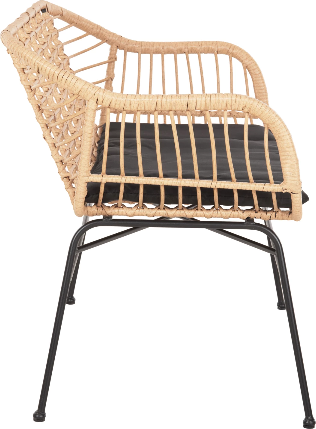 Zunanja sedežna garnitura Allegra FH6077 črna kovina-P.E. ratan v bež barvi 120x62x80H cm