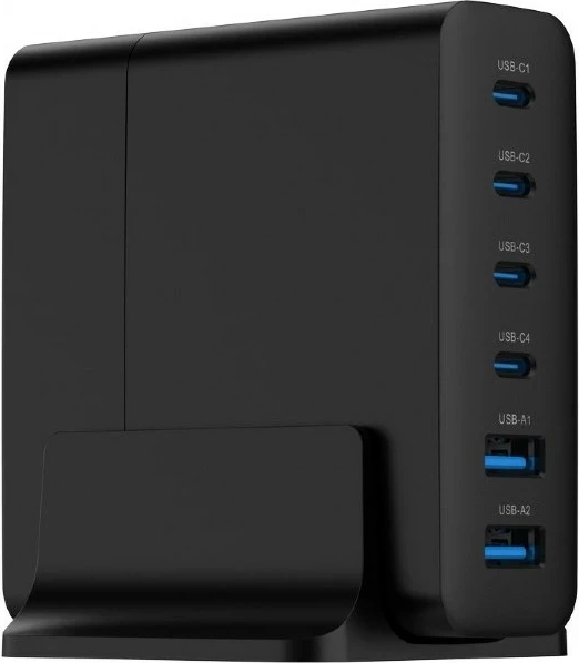 Univerzalni polnilec Gembird TA-UC-2A4C-PD75-01-BK, 75 W, 6 USB vrat, črn