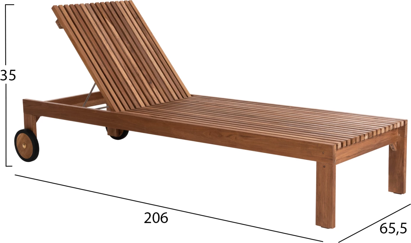 Ležalnik za sončenje LAGERTHA FH5963.11 iz tikovine v naravni barvi 200x65x102H cm