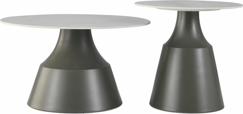 Set kavnih miz, 2 kosa, bel/črn, 70x70x40 KAIA