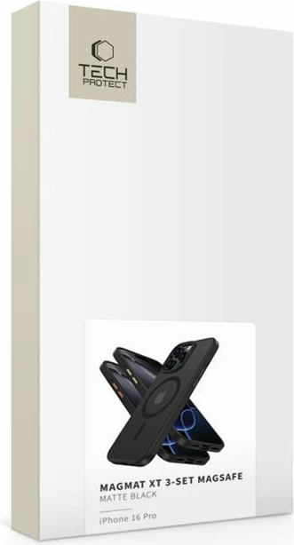 Ovitek za telefon MagSafe, Tech-Protect MagMat za iPhone 16 Pro, komplet 3, črn polprosojen
