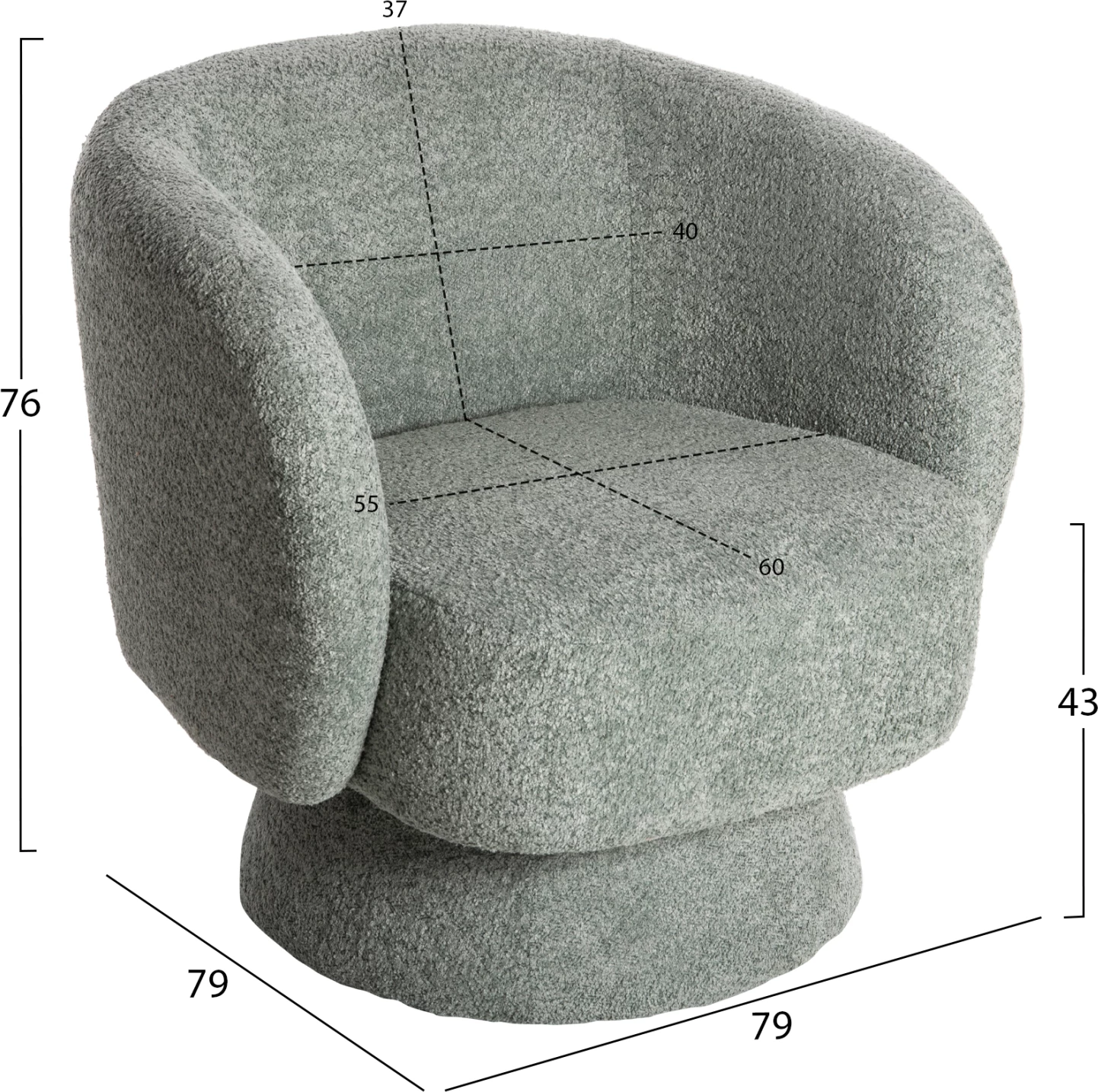 Vrtljivi naslanjač KARLEN FH9592.05 pistacija zelena boucle tkanina 79x79x76 cm