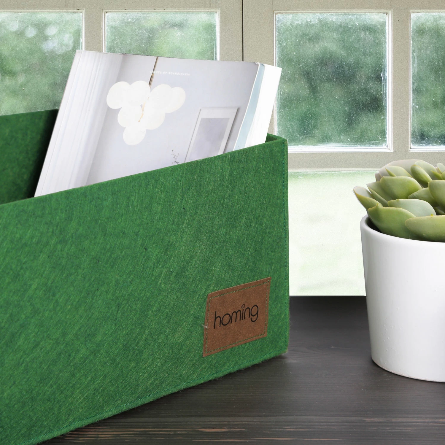 Organizator za mizo iz materiala FLET, zelen, Aberto Design HMY-6260, 30 x 20 x 15 cm