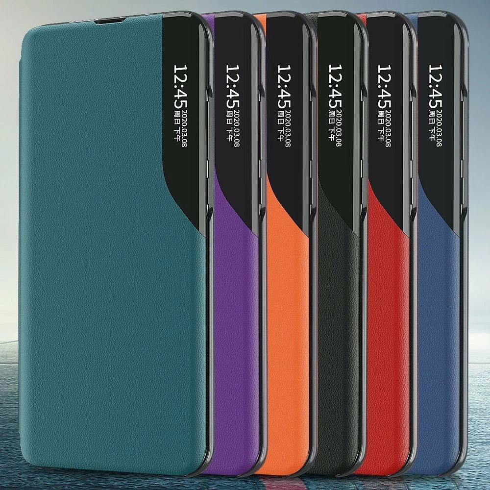 Ovitek za Samsung Galaxy A02s EU, Hurtel Eco Leather View Case, s pokrovom in stojalom, črn