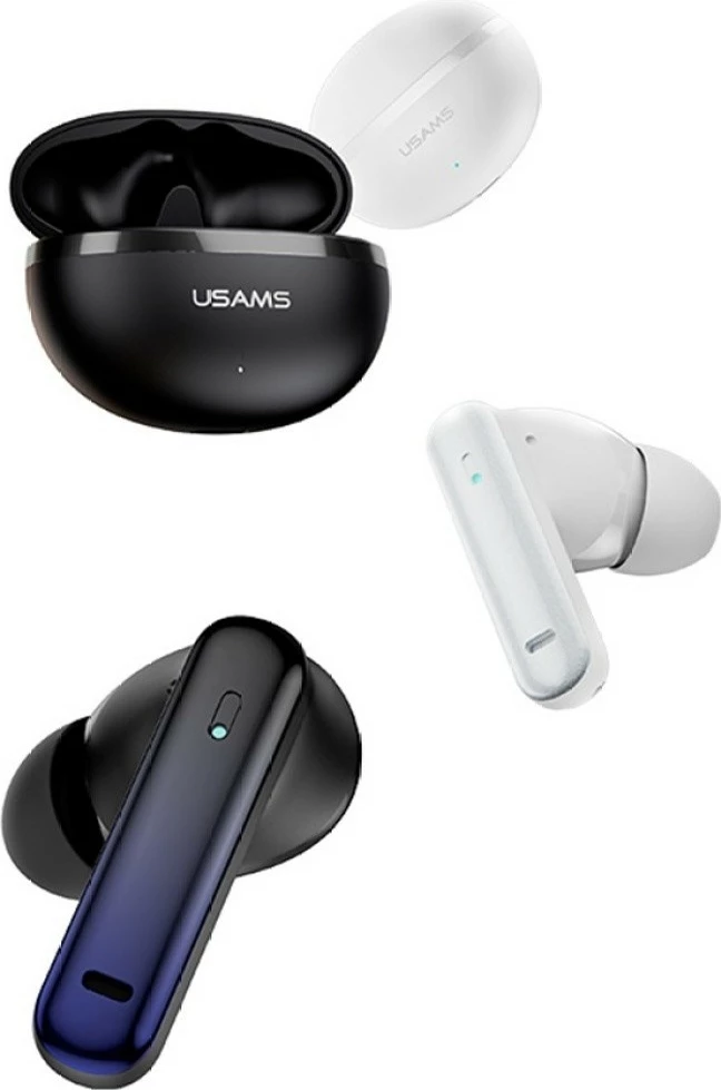 Brezžične TWS slušalke E02 USAMS Echo, Bluetooth 5.3, ANC+ENC, do 29 ur s polnilno škatlico, USB-C, črne