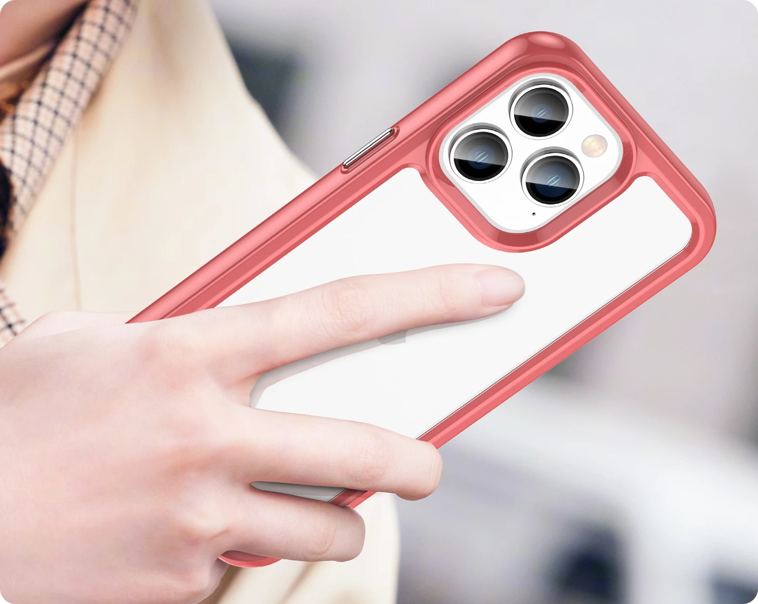 Ovitek za telefon Hurtel Outer Space Case za iPhone 14 Pro Max, trdo hrbtno ohišje z gelastim okvirjem, rdeč